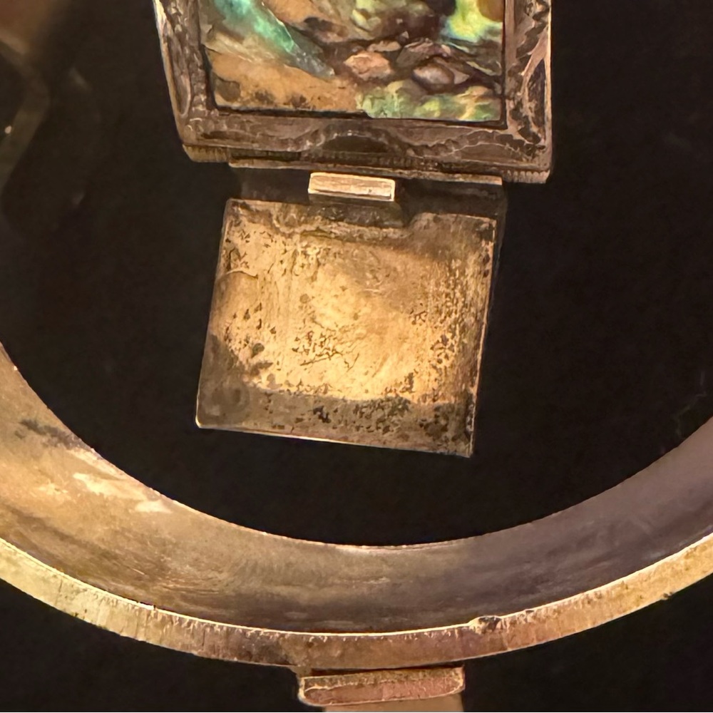 Vintage Abalone and Sterling Mexican Bracelet - Picture 14 of 15